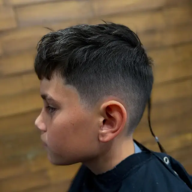 Kid’s messy crop with a fade