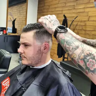 Slick side-part fade